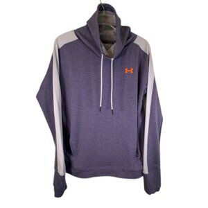 Under Armour Purple Funnel Neck Sweatshirt  Mesh Insert Stripe- Size M